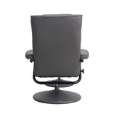 Rachel Contemporary Multi-Position Recliner and Ottoman with Wrapped Base in Gray LeatherSoft