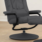 Rachel Contemporary Multi-Position Recliner and Ottoman with Wrapped Base in Gray LeatherSoft