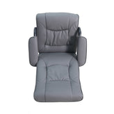 Rachel Contemporary Multi-Position Recliner and Ottoman with Wrapped Base in Gray LeatherSoft