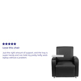 George Black LeatherSoft Guest Chair with Tablet Arm, Chrome Legs and Cup Holder