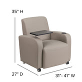 George Gray LeatherSoft Guest Chair with Tablet Arm, Front Wheel Casters and Cup Holder