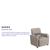 George Gray LeatherSoft Guest Chair with Tablet Arm, Front Wheel Casters and Cup Holder