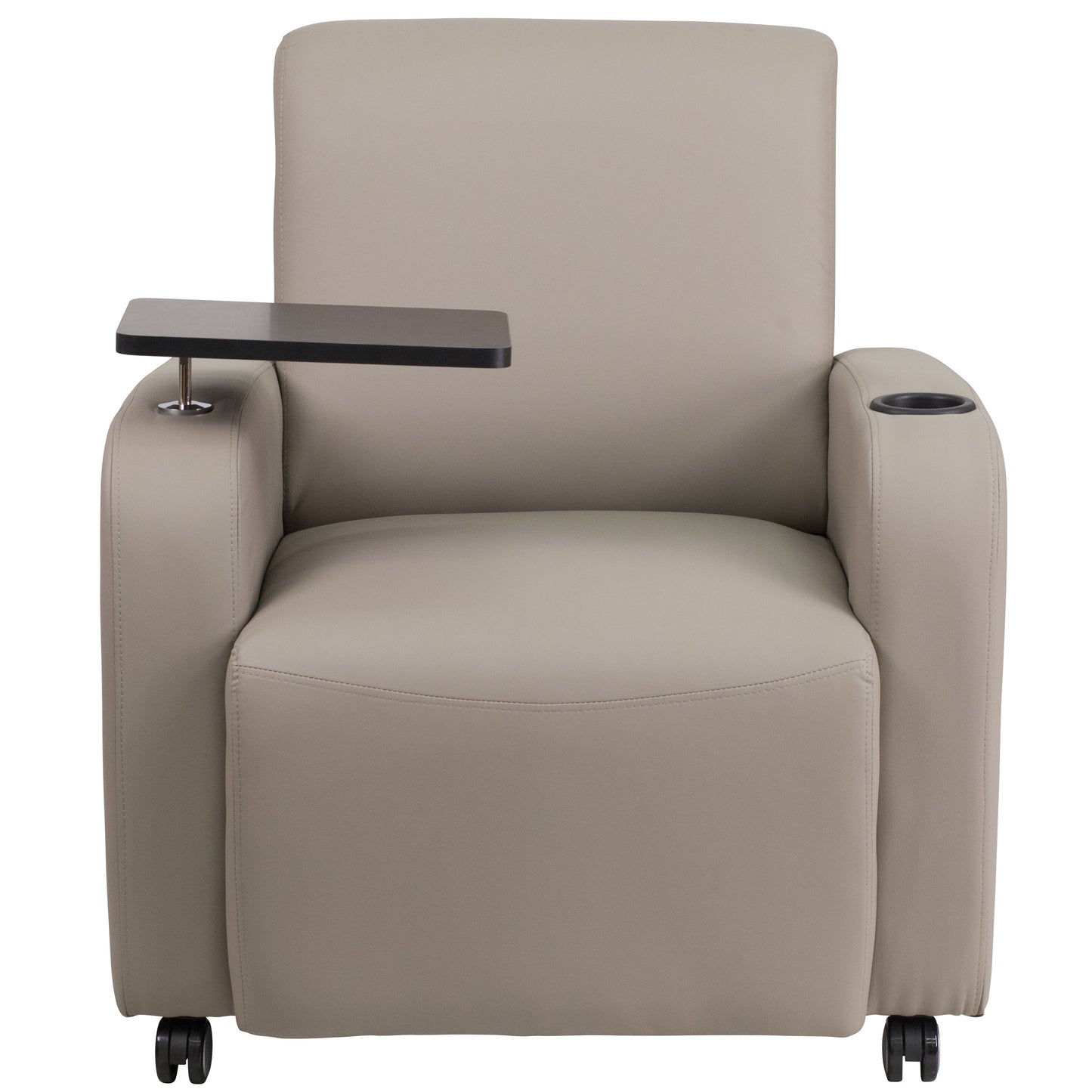 George Gray LeatherSoft Guest Chair with Tablet Arm, Front Wheel Casters and Cup Holder