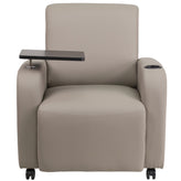 George Gray LeatherSoft Guest Chair with Tablet Arm, Front Wheel Casters and Cup Holder