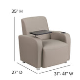 George Gray LeatherSoft Guest Chair with Tablet Arm, Chrome Legs and Cup Holder