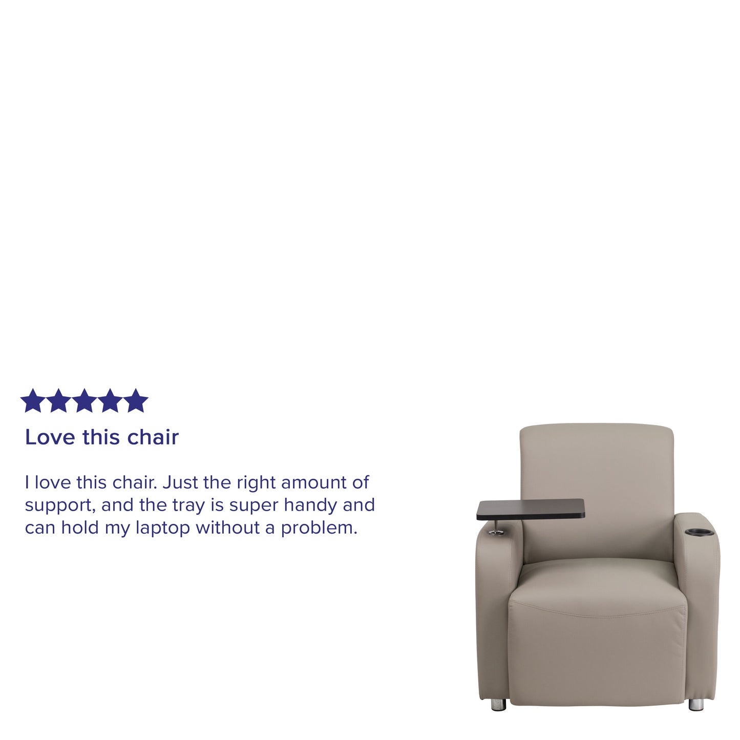 George Gray LeatherSoft Guest Chair with Tablet Arm, Chrome Legs and Cup Holder