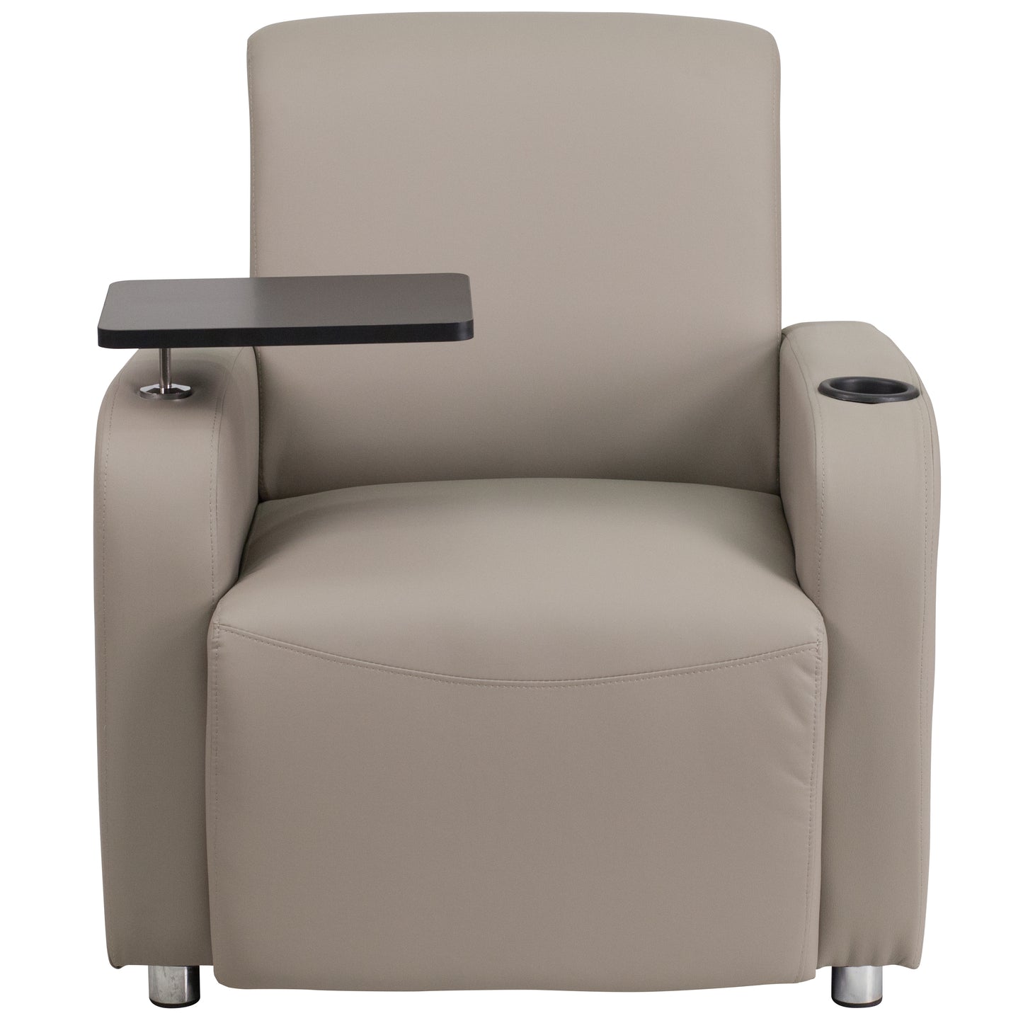 George Gray LeatherSoft Guest Chair with Tablet Arm, Chrome Legs and Cup Holder