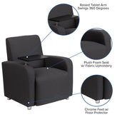 George Black LeatherSoft Guest Chair with Tablet Arm, Tall Chrome Legs and Cup Holder