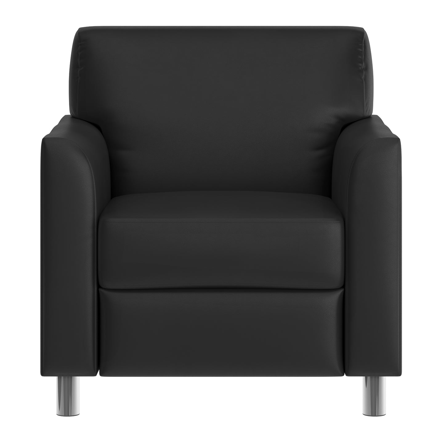 HERCULES Diplomat Black LeatherSoft Chair with Clean Line-Stitched Frame and Chrome Legs