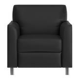 HERCULES Diplomat Black LeatherSoft Chair with Clean Line-Stitched Frame and Chrome Legs