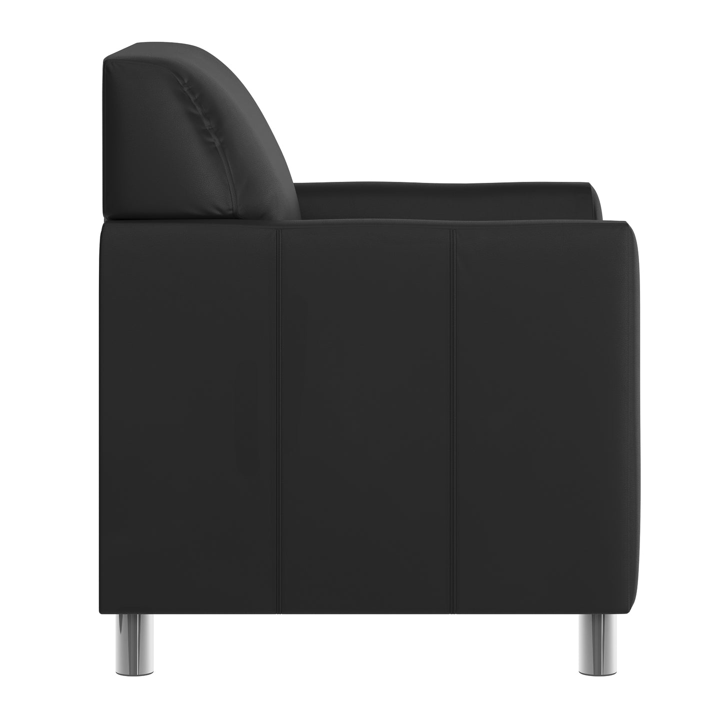 HERCULES Diplomat Black LeatherSoft Chair with Clean Line-Stitched Frame and Chrome Legs