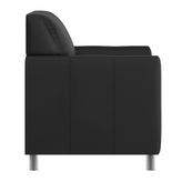 HERCULES Diplomat Black LeatherSoft Chair with Clean Line-Stitched Frame and Chrome Legs