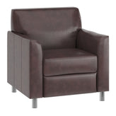 HERCULES Diplomat Brown LeatherSoft Chair with Clean Line-Stitched Frame and Chrome Legs