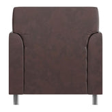 HERCULES Diplomat Brown LeatherSoft Chair with Clean Line-Stitched Frame and Chrome Legs