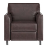 HERCULES Diplomat Brown LeatherSoft Chair with Clean Line-Stitched Frame and Chrome Legs