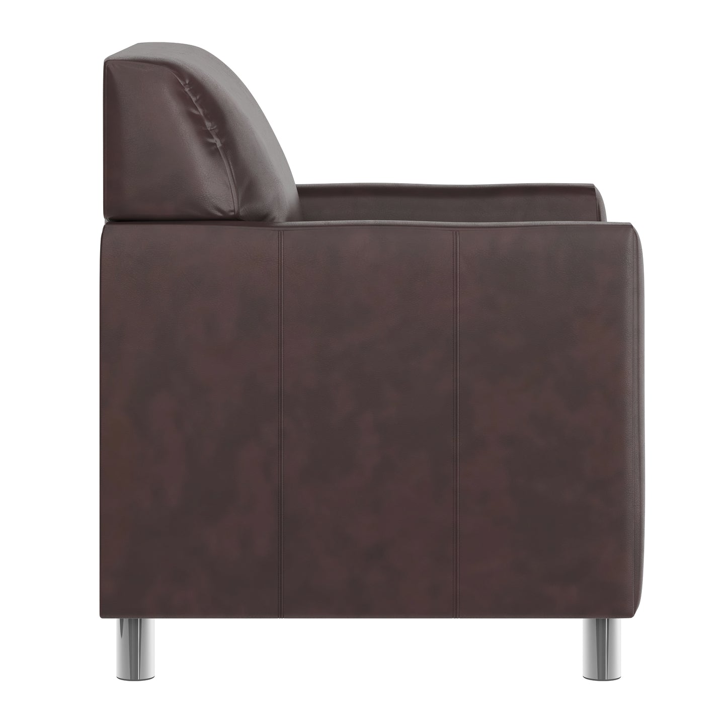 HERCULES Diplomat Brown LeatherSoft Chair with Clean Line-Stitched Frame and Chrome Legs