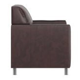 HERCULES Diplomat Brown LeatherSoft Chair with Clean Line-Stitched Frame and Chrome Legs