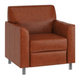 HERCULES Diplomat Cognac LeatherSoft Chair with Clean Line-Stitched Frame and Chrome Legs