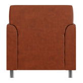 HERCULES Diplomat Cognac LeatherSoft Chair with Clean Line-Stitched Frame and Chrome Legs