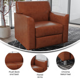 HERCULES Diplomat Cognac LeatherSoft Chair with Clean Line-Stitched Frame and Chrome Legs
