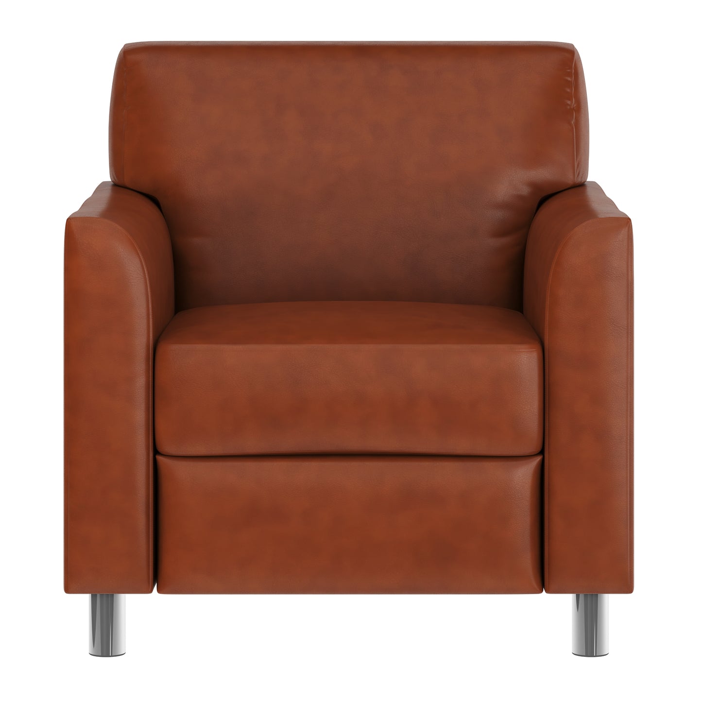 HERCULES Diplomat Cognac LeatherSoft Chair with Clean Line-Stitched Frame and Chrome Legs