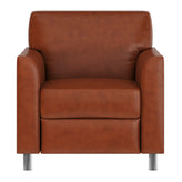 HERCULES Diplomat Cognac LeatherSoft Chair with Clean Line-Stitched Frame and Chrome Legs