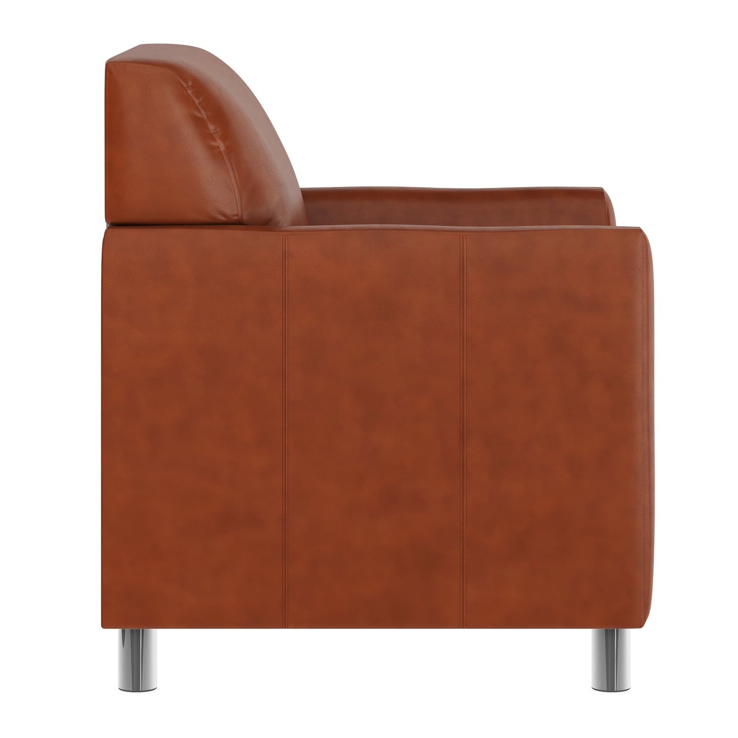HERCULES Diplomat Cognac LeatherSoft Chair with Clean Line-Stitched Frame and Chrome Legs