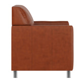 HERCULES Diplomat Cognac LeatherSoft Chair with Clean Line-Stitched Frame and Chrome Legs