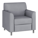 HERCULES Diplomat Gray LeatherSoft Chair with Clean Line-Stitched Frame and Chrome Legs
