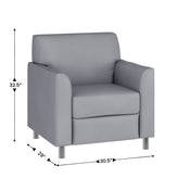 HERCULES Diplomat Gray LeatherSoft Chair with Clean Line-Stitched Frame and Chrome Legs