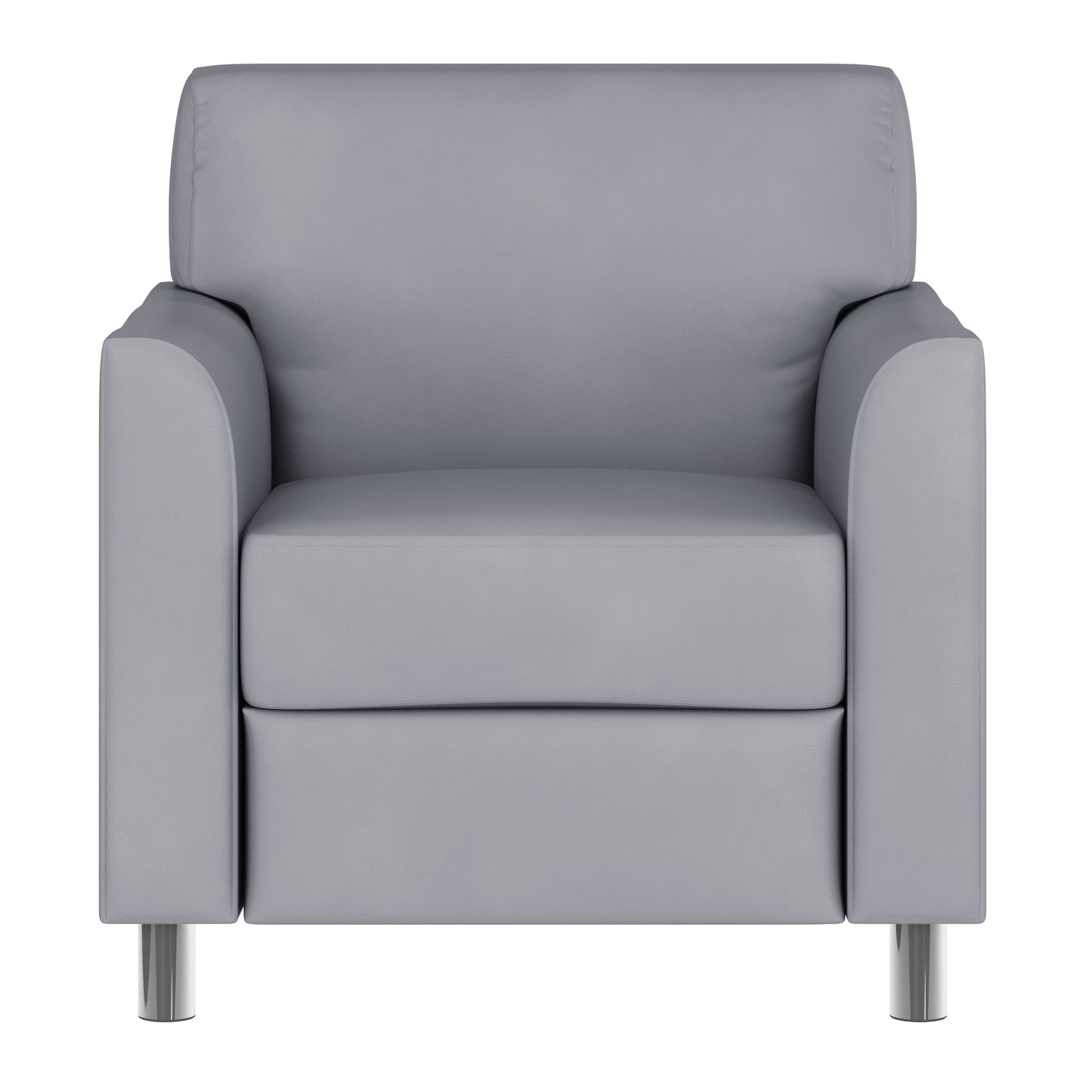 HERCULES Diplomat Gray LeatherSoft Chair with Clean Line-Stitched Frame and Chrome Legs