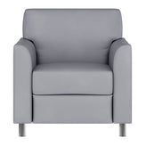HERCULES Diplomat Gray LeatherSoft Chair with Clean Line-Stitched Frame and Chrome Legs