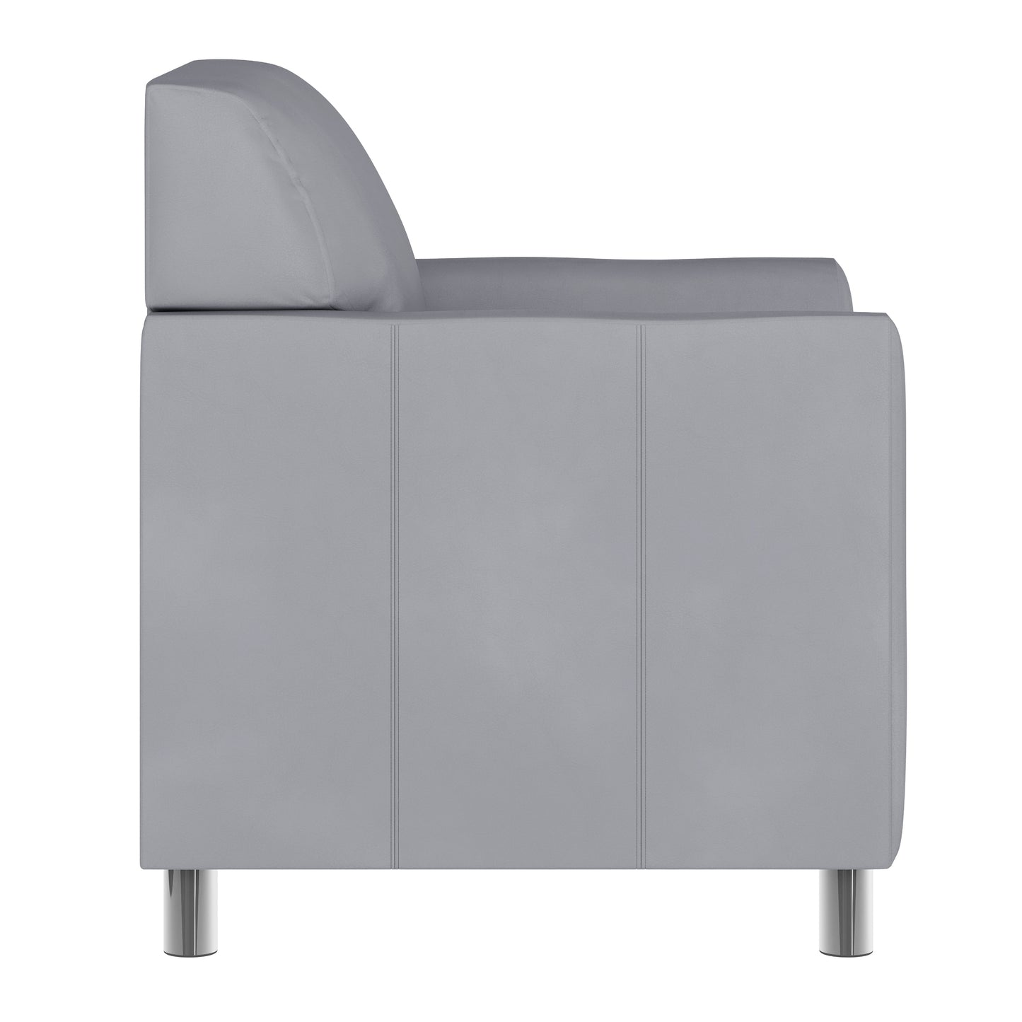 HERCULES Diplomat Gray LeatherSoft Chair with Clean Line-Stitched Frame and Chrome Legs