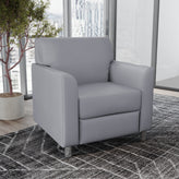 HERCULES Diplomat Gray LeatherSoft Chair with Clean Line-Stitched Frame and Chrome Legs