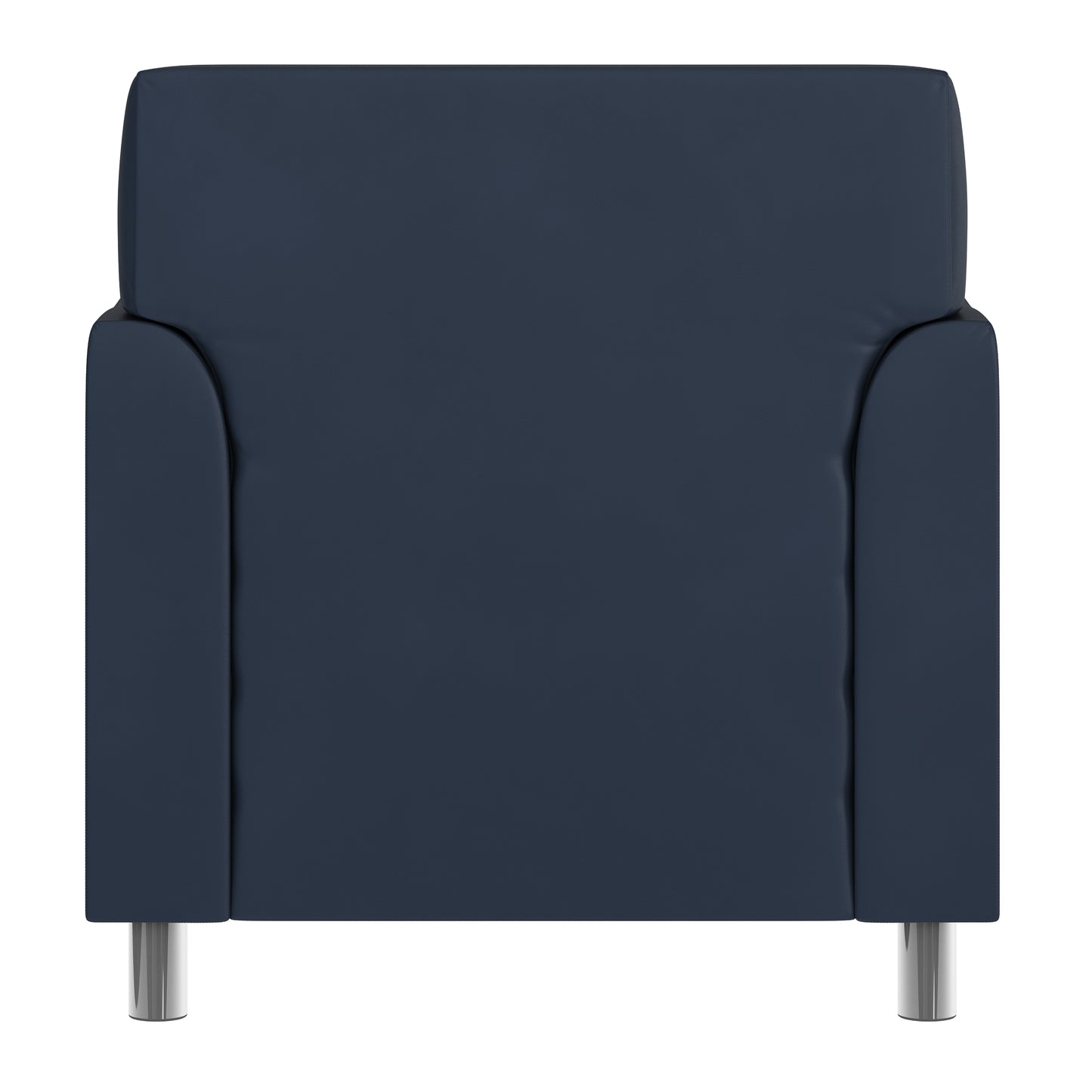 HERCULES Diplomat Navy LeatherSoft Chair with Clean Line-Stitched Frame and Chrome Legs