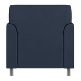 HERCULES Diplomat Navy LeatherSoft Chair with Clean Line-Stitched Frame and Chrome Legs