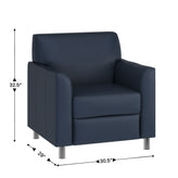 HERCULES Diplomat Navy LeatherSoft Chair with Clean Line-Stitched Frame and Chrome Legs