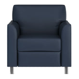HERCULES Diplomat Navy LeatherSoft Chair with Clean Line-Stitched Frame and Chrome Legs