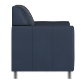 HERCULES Diplomat Navy LeatherSoft Chair with Clean Line-Stitched Frame and Chrome Legs
