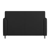 HERCULES Diplomat Black LeatherSoft Loveseat with Clean Line-Stitched Frame and Chrome Legs