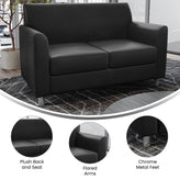 HERCULES Diplomat Black LeatherSoft Loveseat with Clean Line-Stitched Frame and Chrome Legs