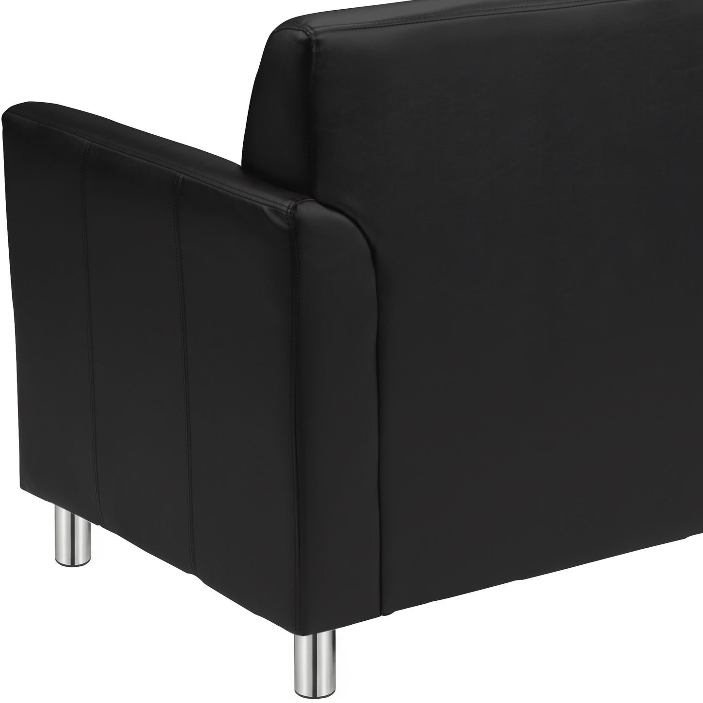 HERCULES Diplomat Black LeatherSoft Loveseat with Clean Line-Stitched Frame and Chrome Legs