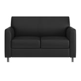 HERCULES Diplomat Black LeatherSoft Loveseat with Clean Line-Stitched Frame and Chrome Legs
