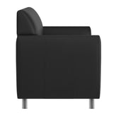 HERCULES Diplomat Black LeatherSoft Loveseat with Clean Line-Stitched Frame and Chrome Legs