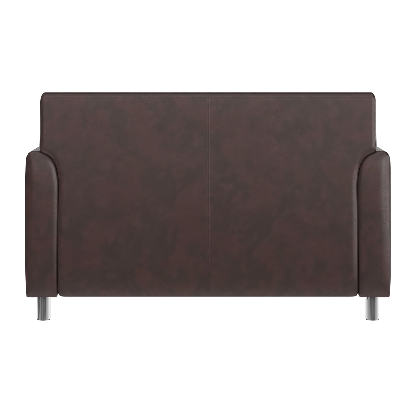 HERCULES Diplomat Brown LeatherSoft Loveseat with Clean Line-Stitched Frame and Chrome Legs