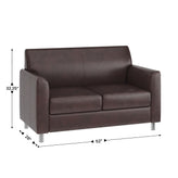 HERCULES Diplomat Brown LeatherSoft Loveseat with Clean Line-Stitched Frame and Chrome Legs