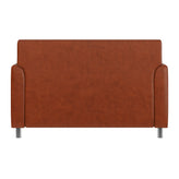 HERCULES Diplomat Cognac LeatherSoft Loveseat with Clean Line-Stitched Frame and Chrome Legs