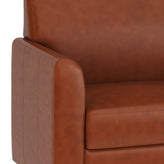 HERCULES Diplomat Cognac LeatherSoft Loveseat with Clean Line-Stitched Frame and Chrome Legs