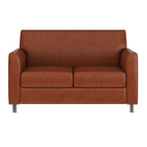 HERCULES Diplomat Cognac LeatherSoft Loveseat with Clean Line-Stitched Frame and Chrome Legs