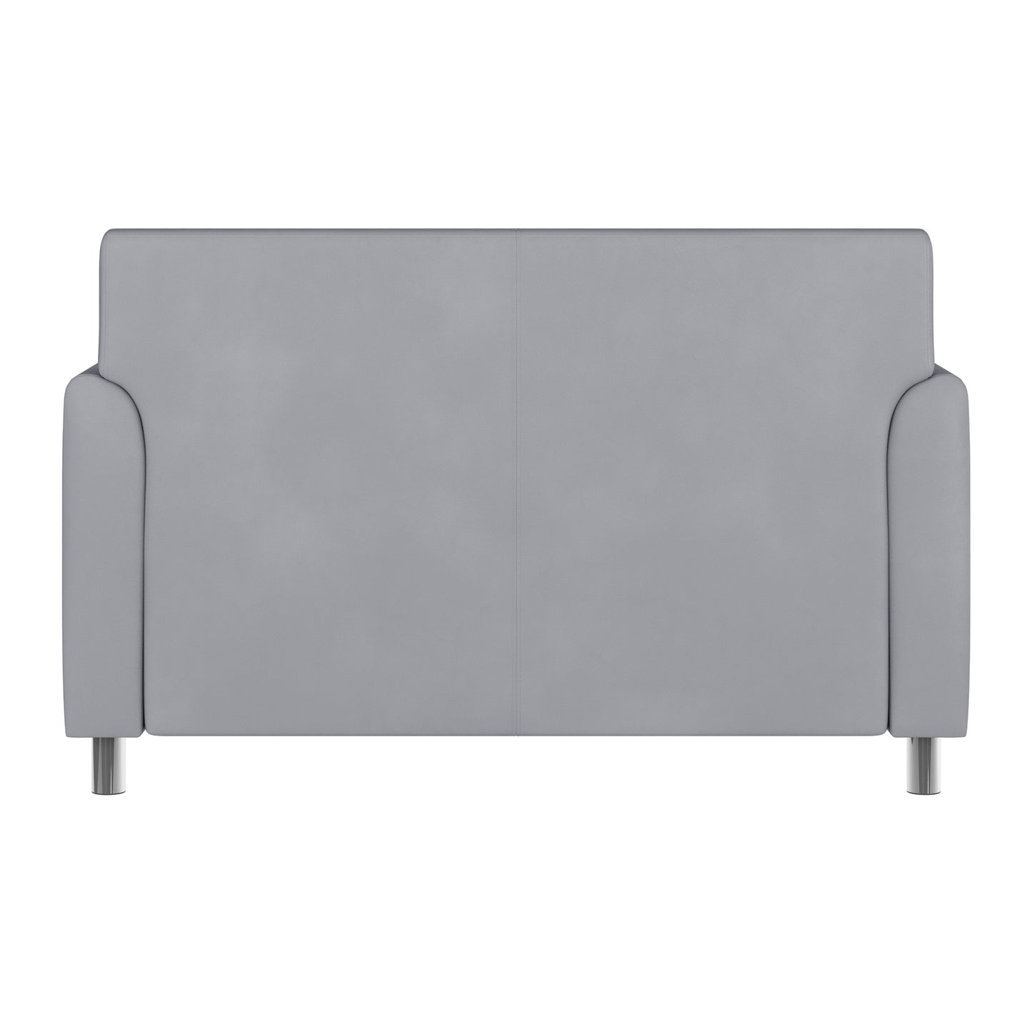 HERCULES Diplomat Gray LeatherSoft Loveseat with Clean Line-Stitched Frame and Chrome Legs